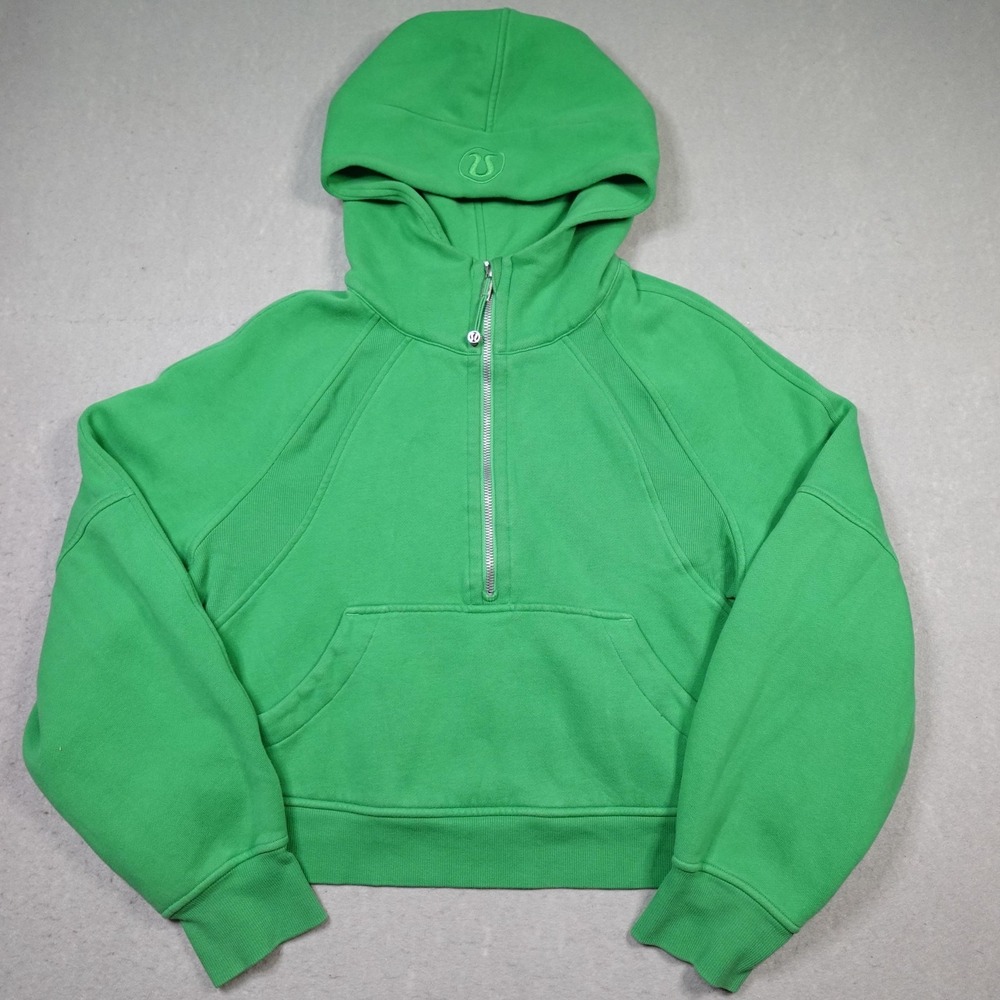 Lululemon Scuba Hoodie Womens XS/S Green Oversized Fleece 1/2 Zip Thumbholes